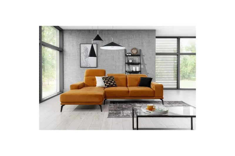 Hörnsoffa Eltap Torrense 265x175x98 cm, Monolith 48, Orange, Vänster