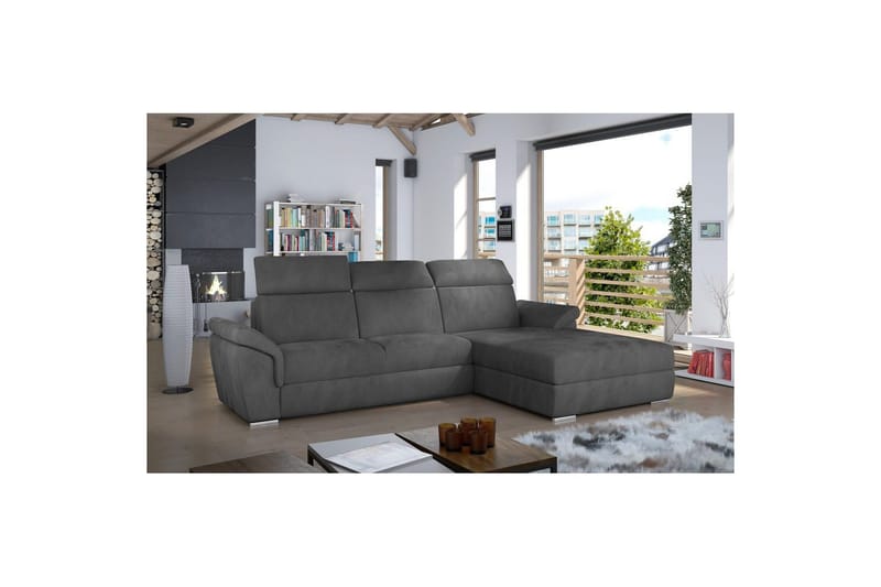 Hörnsoffa Eltap Trevisco 272x216x100 cm - Paros 06, Mörkgrå, Höger - Möbler - Soffa - Bäddsoffa