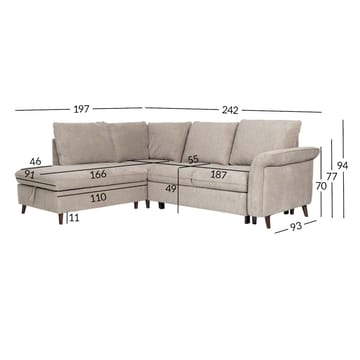 Hörnsoffa Lindy Vänsterhörn - ljusbrun - Möbler - Soffa - Bäddsoffa