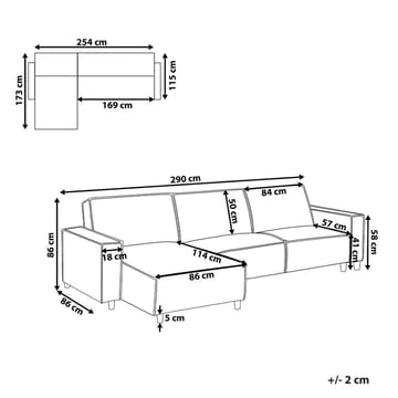 Hörnsoffa Romedal II - Grå, svart/Högervänd - Möbler - Soffa - Bäddsoffa