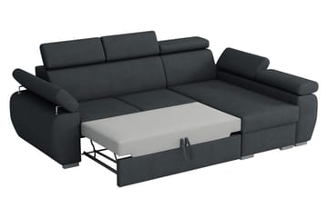 Halliday 2-sits Hörnsoffa Vänster Bäddbar med Förvaring i Tyg - Grå - Möbler - Soffa - Bäddsoffa