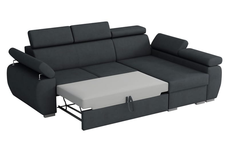 Halliday 2-sits Hörnsoffa Vänster Bäddbar med Förvaring i Tyg - Grå - Möbler - Soffa - Bäddsoffa