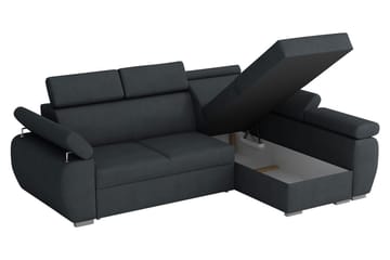 Halliday 2-sits Hörnsoffa Vänster Bäddbar med Förvaring i Tyg - Grå - Möbler - Soffa - Bäddsoffa