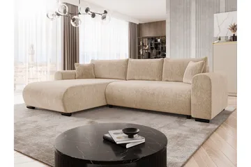 Handda Bäddsoffa med Divan 3-sits i Chenille - Beige - Möbler - Soffa - Bäddsoffa