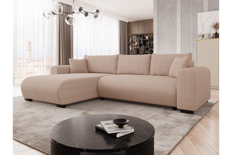 Handda Bäddsoffa med Divan 3-sits i Manchester - Rosa - Möbler - Soffa - Bäddsoffa