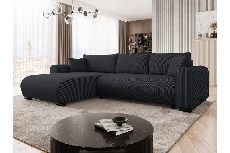 Handda Bäddsoffa med Divan 3-sits i Manchester - Svart - Möbler - Soffa - Bäddsoffa