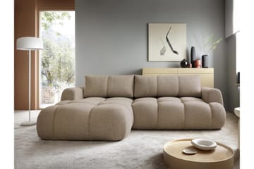 Handu Bäddsoffa med Divan 3-sits i Bouclé - Brun - Möbler - Soffa - Bäddsoffa