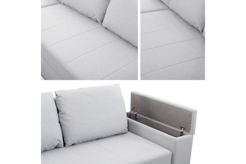 Herosa 3-sits Bäddsoffa med Divan med Förvaring - Grå/Rosa - Möbler - Soffa - Bäddsoffa