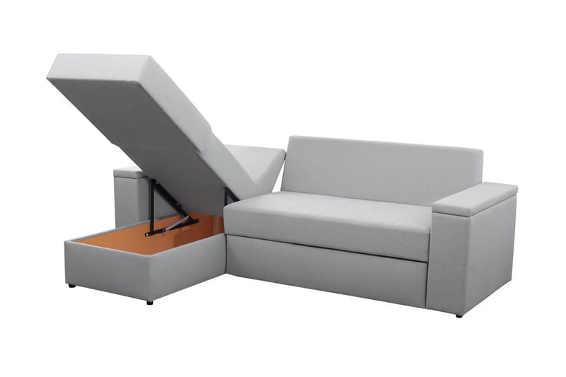 Herosa 3-sits Bäddsoffa med Divan med Förvaring - Grå/Rosa - Möbler - Soffa - Bäddsoffa