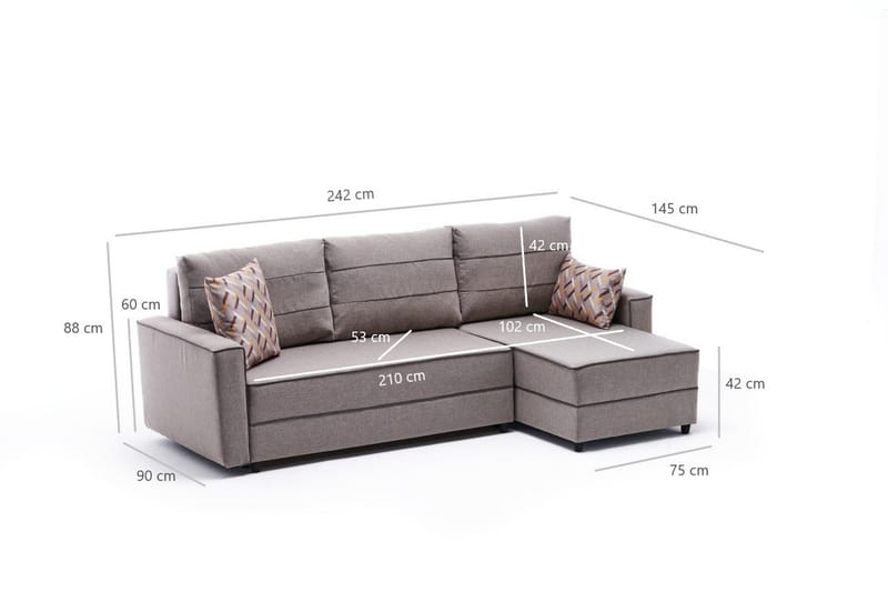 Highbank Bäddsoffa m. Divan 4-sits 200x150 - Cream - Möbler - Soffa - Bäddsoffa