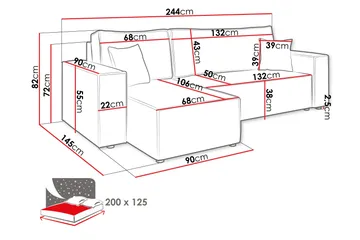 Hobson Bäddsoffa med Divan 3-sits i Plysch - Brun - Möbler - Soffa - Bäddsoffa