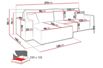 Hobson Bäddsoffa med Divan 3-sits i Plysch - Brun - Möbler - Soffa - Bäddsoffa