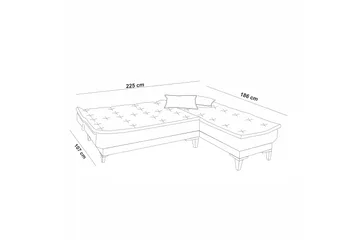Hunterville Bäddsoffa m. Divan 4-sits 107x205 - Antracit - Möbler - Soffa - Bäddsoffa