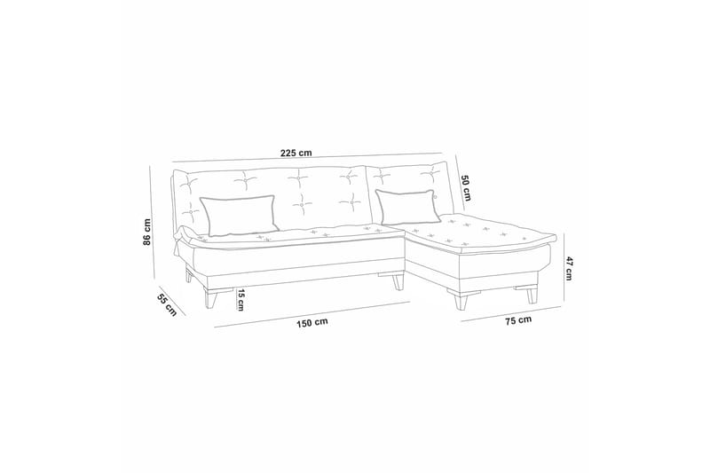 Hunterville Bäddsoffa m. Divan 4-sits 107x205 - Cream - Möbler - Soffa - Bäddsoffa