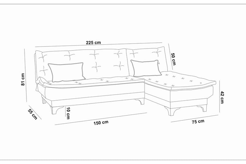 Hunterville Bäddsoffa m. Divan 4-sits - Beige - Möbler - Soffa - Bäddsoffa
