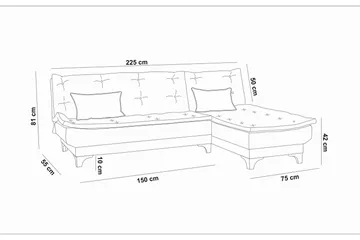 Hunterville Bäddsoffa m. Divan 4-sits - Grå - Möbler - Soffa - Bäddsoffa