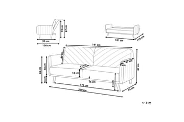 Induja 3-sits Bäddsoffa - Sammet/Beige - Möbler - Soffa - Bäddsoffa