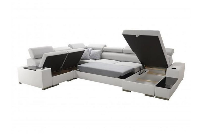 Kahundji Vänster Hörnbäddsoffa 127x284 cm med Förvaring i Tyg - Antracit - Möbler - Soffa - Bäddsoffa
