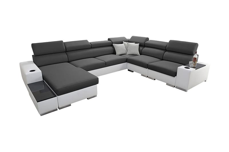Kahundji Vänster Hörnbäddsoffa 127x284 cm med Förvaring i Tyg, Antracit