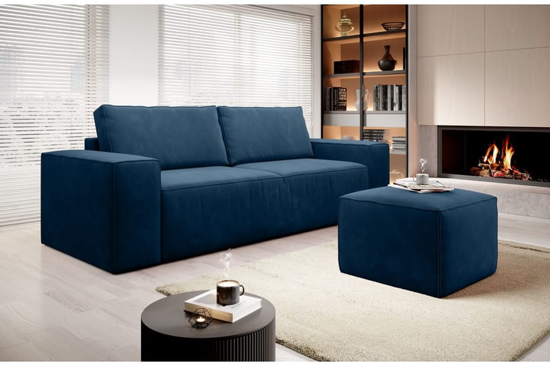 Kamli Bäddsoffa 3-sits med Förvaring - Blå - Möbler - Soffa - Bäddsoffa