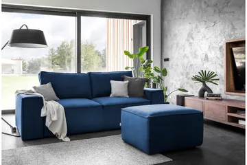 Kamli Bäddsoffa 3-sits med Förvaring - Blå - Möbler - Soffa - Bäddsoffa