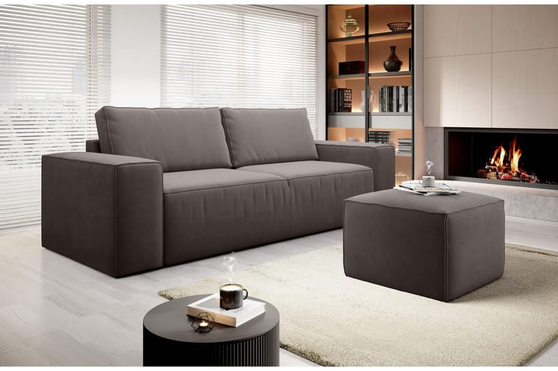 Kamli Bäddsoffa 3-sits med Förvaring - Brun - Möbler - Soffa - Bäddsoffa