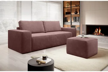 Kamli Bäddsoffa 3-sits med Förvaring - Rosa - Möbler - Soffa - Bäddsoffa