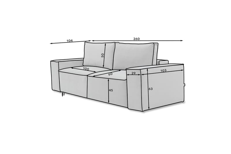 Kamli Bäddsoffa 3-sits med Förvaring - Svart - Möbler - Soffa - Bäddsoffa