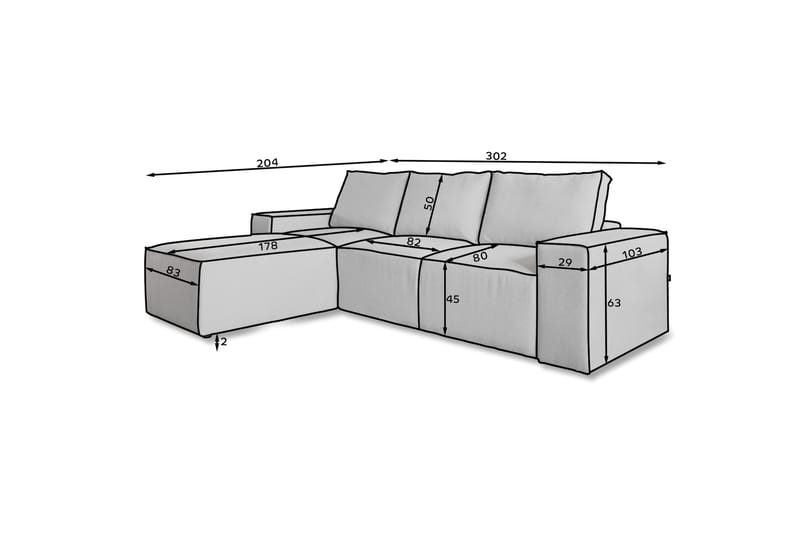 Kamli Bäddsoffa m. Divan med Förvaring - Grå - Möbler - Soffa - Bäddsoffa