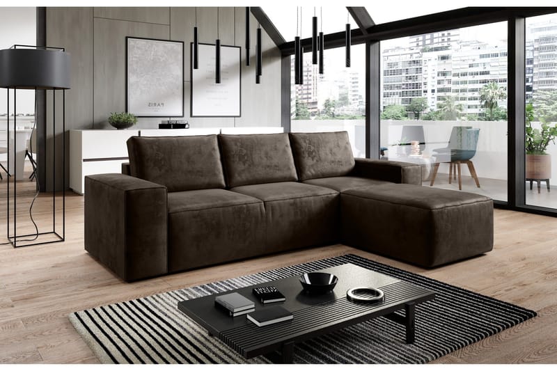 Kamli Bäddsoffa m. Divan med Förvaring, Rosa