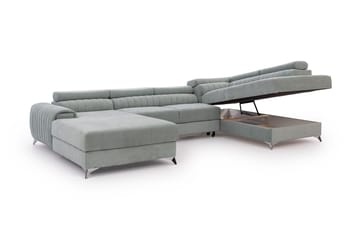 Kamran Bäddsoffa m. Divan och Schäslong med Förvaring - Ljusblå - Möbler - Soffa - Bäddsoffa