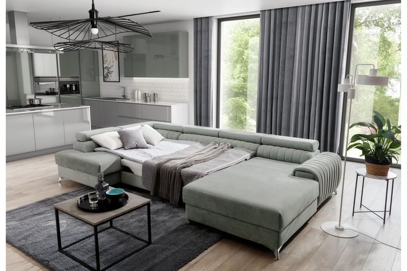 Kamran Bäddsoffa m. Divan och Schäslong med Förvaring - Vinröd - Möbler - Soffa - Bäddsoffa