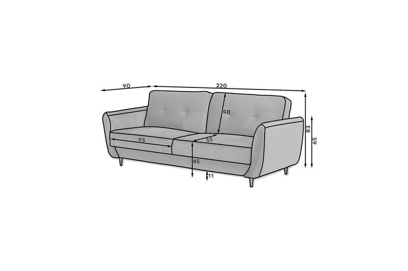 Katsuya Bäddsoffa 3-sits - Svart - Möbler - Soffa - Bäddsoffa