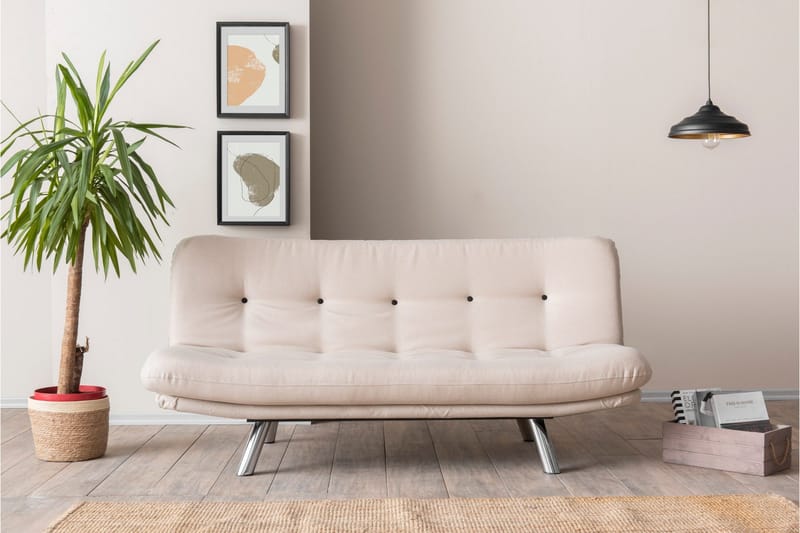 Kingaroy Längsbäddad Bäddsoffa 100x175 cm i Linne, Krämbeige