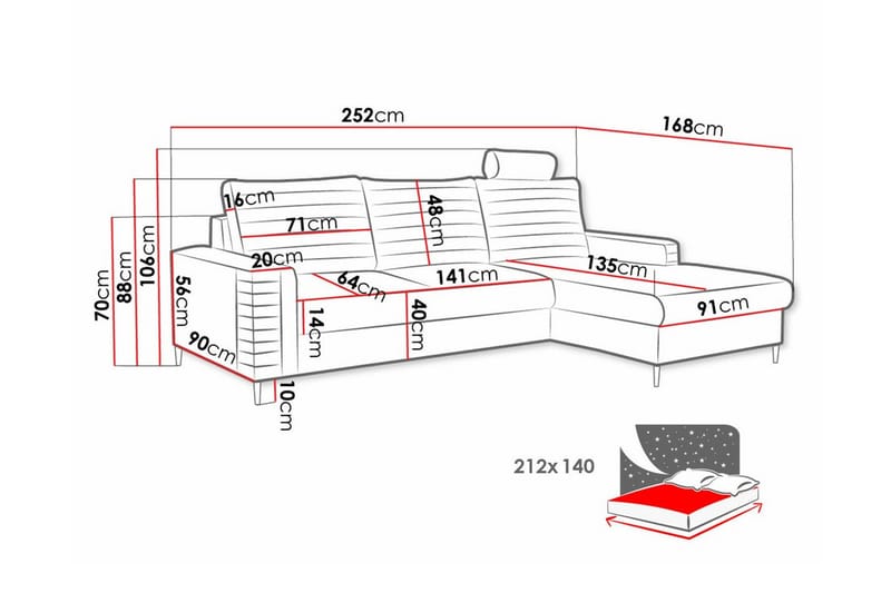 Kintore 3-sits Hörnbäddsoffa - Möbler - Soffa - Bäddsoffa