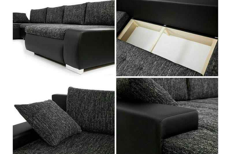 Kintore 4-sits Högervänd Hörnbäddsoffa 140x340 cm med Förvaring i Sammet - Blå - Möbler - Soffa - Bäddsoffa
