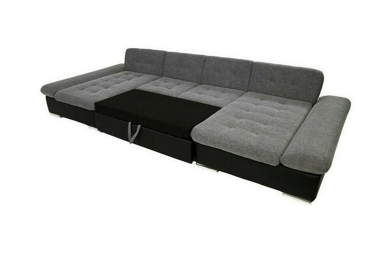 Kintore 4-sits U-formad Hörnbäddsoffa med Förvaring i Tyg - Benvit - Möbler - Soffa - Bäddsoffa