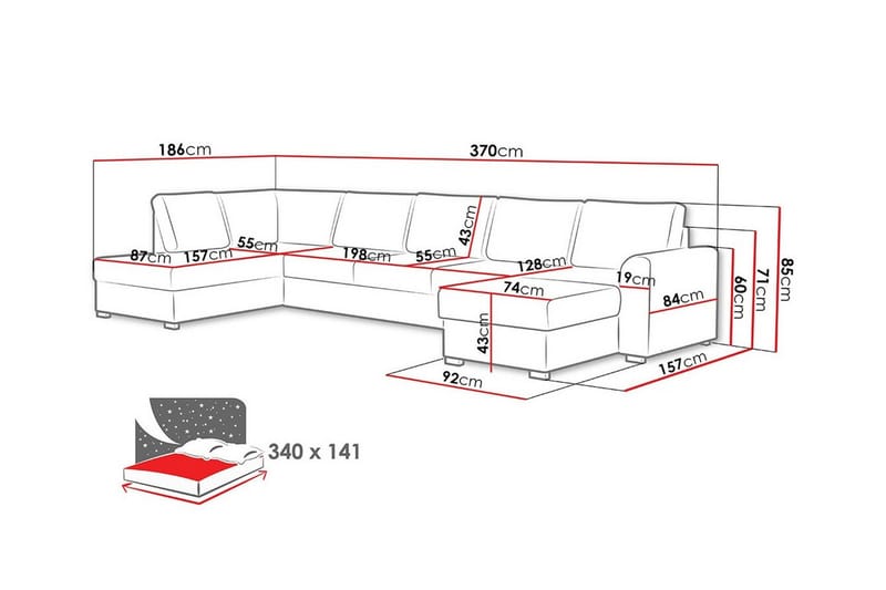Kintore 6-sits Hörnbäddsoffa White - Möbler - Soffa - Bäddsoffa