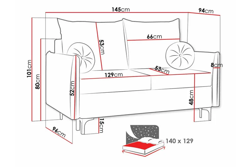 Knocklong 2-sits Bäddsoffa - Grå - Möbler - Soffa - Bäddsoffa