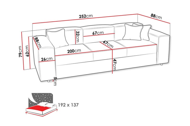 Knocklong 3-sits Bäddsoffa - Möbler - Soffa - Bäddsoffa