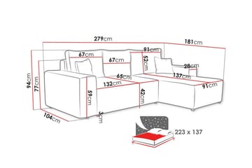 Knocklong 3-sits Hörnbäddsoffa - Blå - Möbler - Soffa - Bäddsoffa