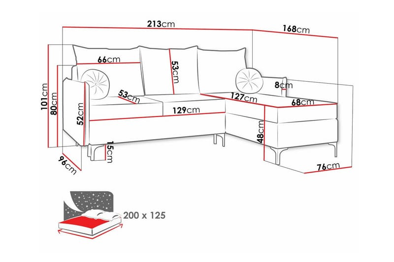 Knocklong 3-sits Hörnbäddsoffa - Blå - Möbler - Soffa - Bäddsoffa