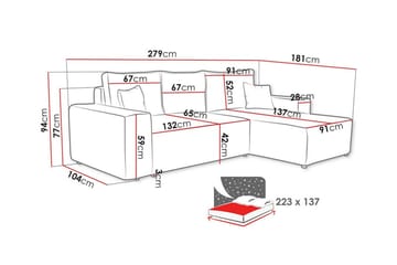 Knocklong 3-sits Hörnbäddsoffa - Grå - Möbler - Soffa - Bäddsoffa