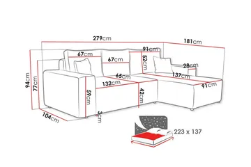 Knocklong 3-sits Hörnbäddsoffa - Gul - Möbler - Soffa - Bäddsoffa