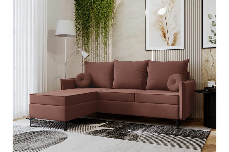 Knocklong 3-sits Hörnbäddsoffa - Rosa - Möbler - Soffa - Bäddsoffa