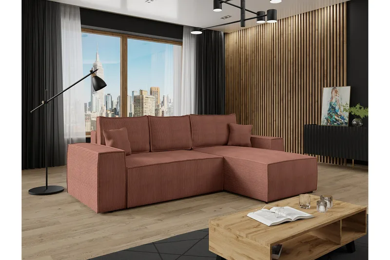 Knocklong 3-sits Hörnbäddsoffa - Rosa - Möbler - Soffa - Bäddsoffa
