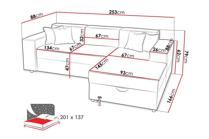Knocklong 3-sits Hörnbäddsoffa - Möbler - Soffa - Bäddsoffa