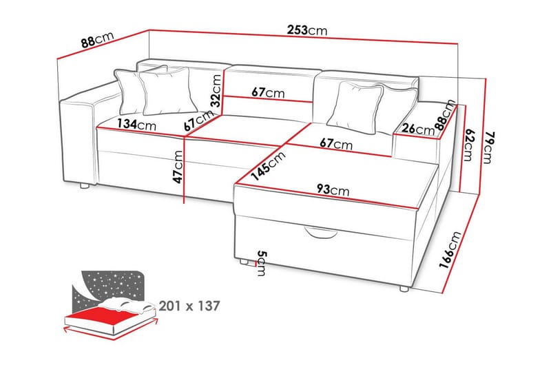 Knocklong 3-sits Hörnbäddsoffa - Möbler - Soffa - Bäddsoffa