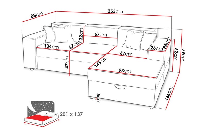 Knocklong 3-sits Hörnbäddsoffa - Möbler - Soffa - Bäddsoffa