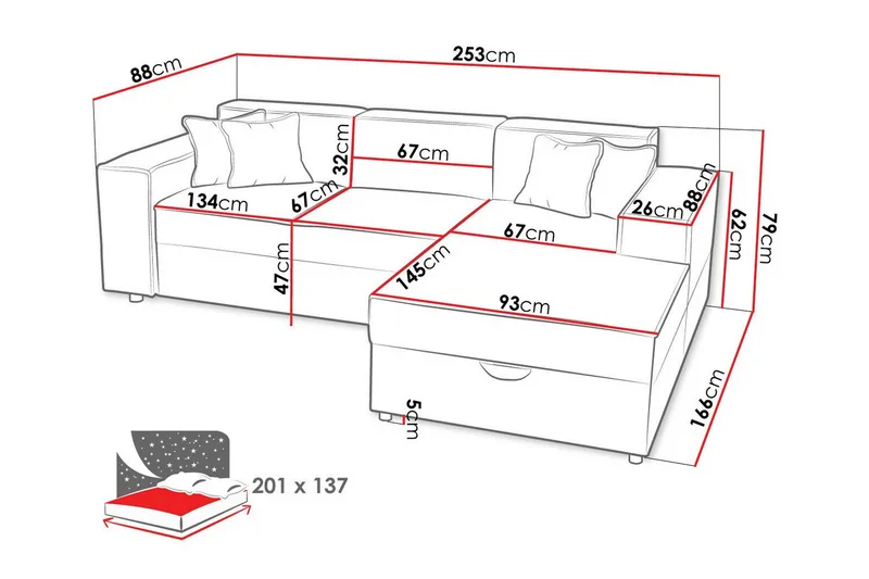 Knocklong 3-sits Hörnbäddsoffa - Möbler - Soffa - Bäddsoffa